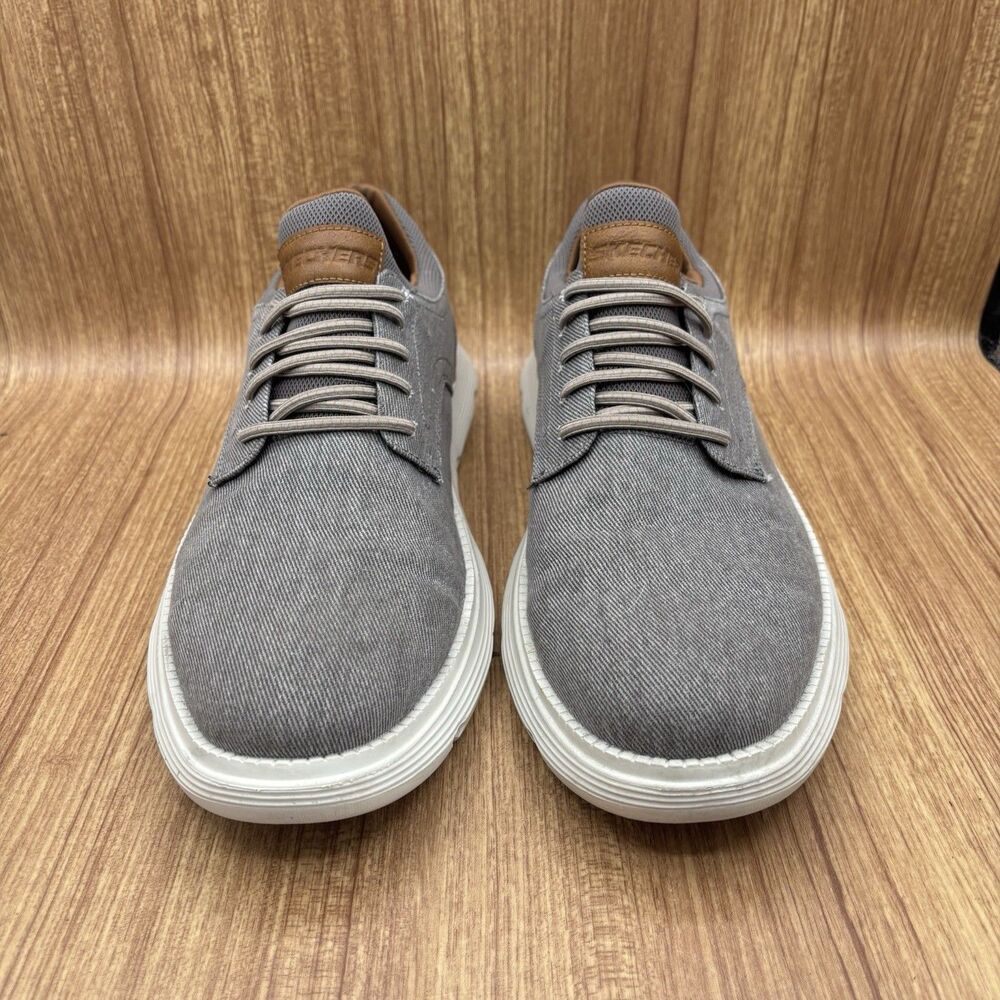 Skechers Mens Garza Romano Taupe Classic‎ Fit Canvas Lace Up Memory Foam Size 12 - Picture 2 of 8